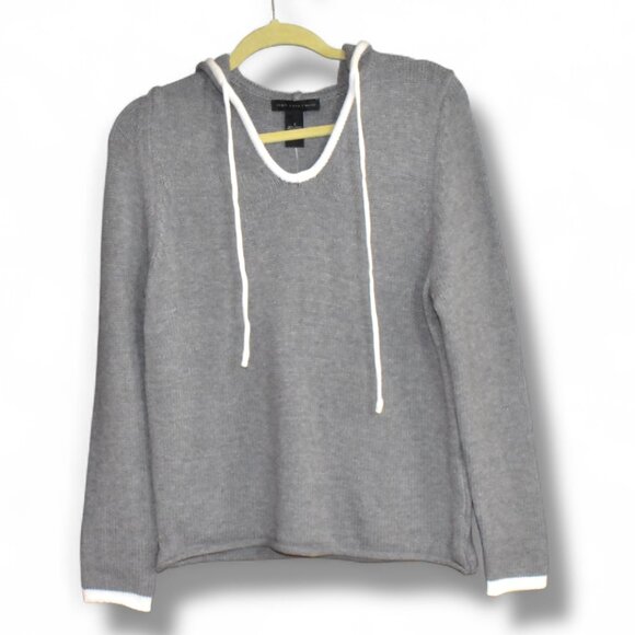 Joan Vass Long Sleeve Viscose Blend Pullover Hoodie Knit Sweater Top - Picture 1 of 10